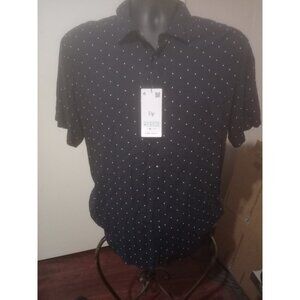 Denim Flower Ricky Singh Mens Polka-Dot Short-Sleeve Button-Down Medium Blue NWT